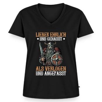Vikings Norse Mythology Gods Viking - Women's Premium Organic V-neck T-shirt - black - Front - AI Model Female 172 light (172cm)