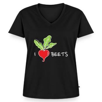 I Love Beets Rote Rübe Rote Bete - Frauen Premium Bio T-Shirt mit V-Ausschnitt - Schwarz - Vorne - AI Model Female 172 light (172cm)