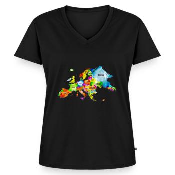 Carte colorée de l’Europe - T-shirt encolure en V Premium bio Femme - noir - Devant - AI Model Female 172 light (172cm)