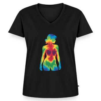 Fascinante image thermique Femmes - T-shirt encolure en V Premium bio Femme - noir - Devant - AI Model Female 172 light (172cm)