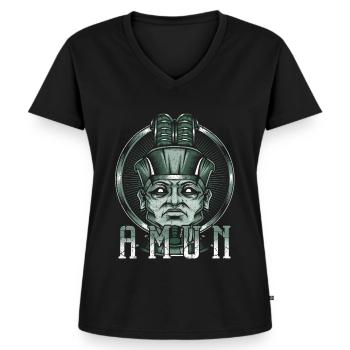 Dieu du saule dieu égyptien égyptien - T-shirt encolure en V Premium bio Femme - noir - Devant - AI Model Female 172 light (172cm)
