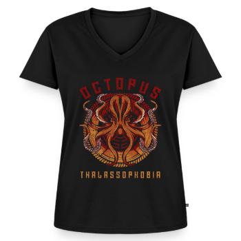 Octopus octopus sea creatures lifebuoy ocean - Women's Premium Organic V-neck T-shirt - black - Front - AI Model Female 172 light (172cm)