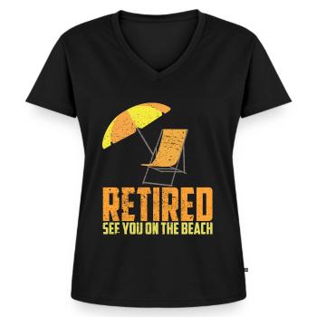 Retraite plage de chaises longues - T-shirt encolure en V Premium bio Femme - noir - Devant - AI Model Female 172 light (172cm)