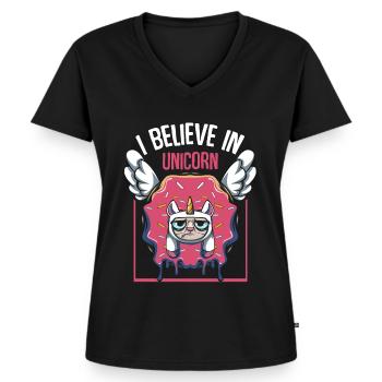 donut - Women's Premium Organic V-neck T-shirt - black - Front - AI Model Female 172 light (172cm)