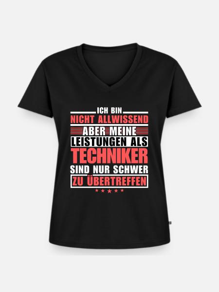 Unübertroffene Leistung als Techniker - Frauen Premium Bio T-Shirt mit V-Ausschnitt - Schwarz