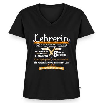 Lehrerin-Voraussetzung - Frauen Premium Bio T-Shirt mit V-Ausschnitt - Schwarz - Vorne - AI Model Female 172 light (172cm)
