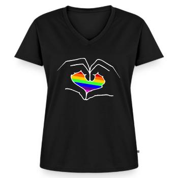 Love is Love - Gay Pride - EN - T-shirt encolure en V Premium bio Femme - noir - Devant - AI Model Female 172 light (172cm)