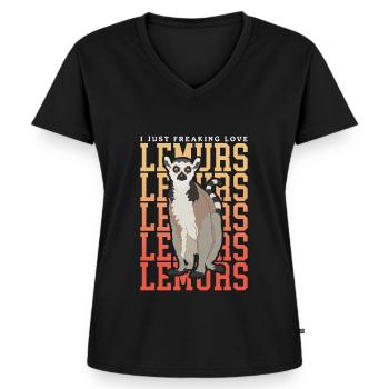 Lemur Ringed Tail Lemur Gift - Women's Premium Organic V-neck T-shirt - black - Front - AI Model Female 172 light (172cm)