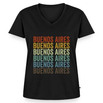 Buenos Aires Argentine Rétro Vintage - T-shirt encolure en V Premium bio Femme - noir - Devant - AI Model Female 172 light (172cm)