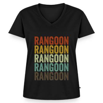 Yangon Myanmar Retro Vintage - Women's Premium Organic V-neck T-shirt - black - Front - AI Model Female 172 light (172cm)