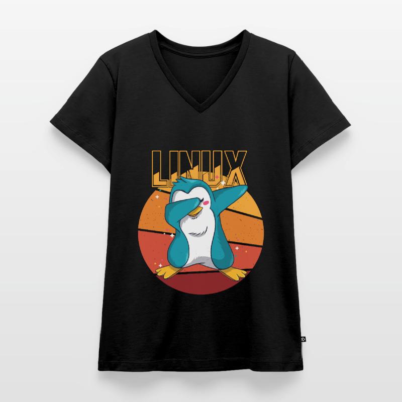 Geek Linux Root Party Penguin Nerd Programmeur Comp T-shirt encolure en V Premium bio Femme