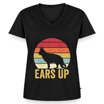 Polizist Polizeihund Vintage - Frauen Premium Bio T-Shirt mit V-Ausschnitt - Schwarz - Vorne - AI Model Female 172 light (172cm)