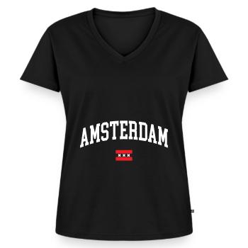 Amsterdam souvenir dutch dutch to - T-shirt encolure en V Premium bio Femme - noir - Devant - AI Model Female 172 light (172cm)