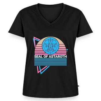 Seal of Astaroth Sigil Retro - Women's Premium Organic V-neck T-shirt - black - Front - AI Model Female 172 light (172cm)