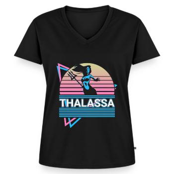 Déesse Thalassa Mythologie grecque antique - T-shirt encolure en V Premium bio Femme - noir - Devant - AI Model Female 172 light (172cm)