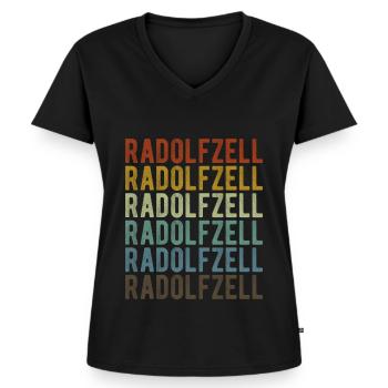 Radolfzell Stadt Retro Vintage - Frauen Premium Bio T-Shirt mit V-Ausschnitt - Schwarz - Vorne - AI Model Female 172 light (172cm)