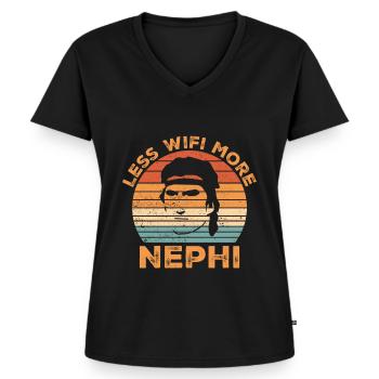 Drôle de missionnaire mormon SDJ - T-shirt encolure en V Premium bio Femme - noir - Devant - AI Model Female 172 light (172cm)
