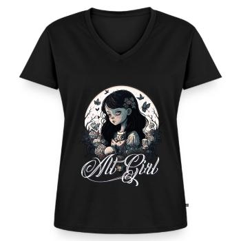 Alt Girl Alternative Girl - T-shirt encolure en V Premium bio Femme - noir - Devant - AI Model Female 172 light (172cm)