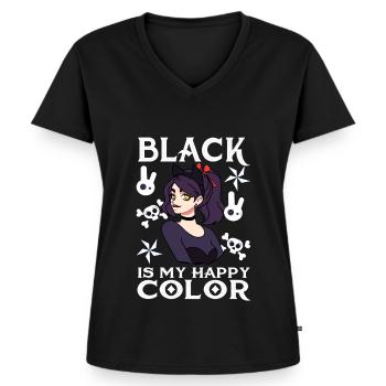 Lustige Gothic Goth - Frauen Premium Bio T-Shirt mit V-Ausschnitt - Schwarz - Vorne - AI Model Female 172 light (172cm)