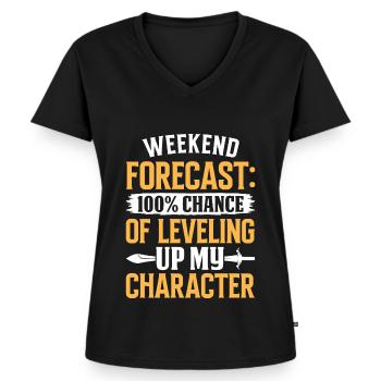 RPG amusant en direct - T-shirt encolure en V Premium bio Femme - noir - Devant - AI Model Female 172 light (172cm)