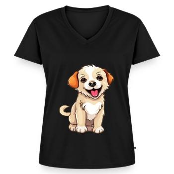 Süßes Hündchen - Frauen Premium Bio T-Shirt mit V-Ausschnitt - Schwarz - Vorne - AI Model Female 172 light (172cm)
