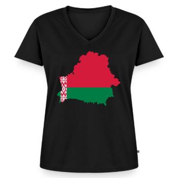 Belarus - Women's Premium Organic V-neck T-shirt - black - Front - AI Model Female 172 light (172cm)