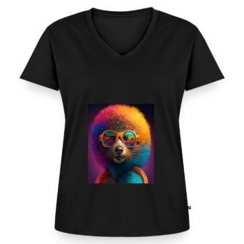 African Otter Pride Pop Art Black Afro Otter - Women's Premium Organic V-neck T-shirt - black - Front - AI Model Female 172 light (172cm)