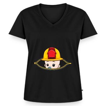 Schwangerschaft Feuerwehrfrau Feuerwehr Geschenk - Frauen Premium Bio T-Shirt mit V-Ausschnitt - Schwarz - Vorne - AI Model Female 172 light (172cm)