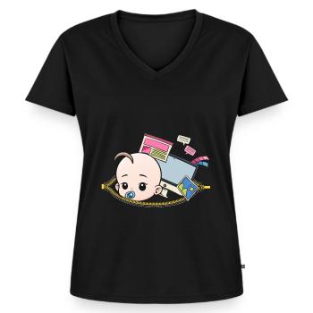 Pregnancy nerd programmer pregnant - Women's Premium Organic V-neck T-shirt - black - Front - AI Model Female 172 light (172cm)