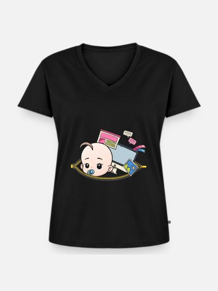 Schwangerschaft Nerd Programmierer schwanger - Frauen Premium Bio T-Shirt mit V-Ausschnitt - Schwarz