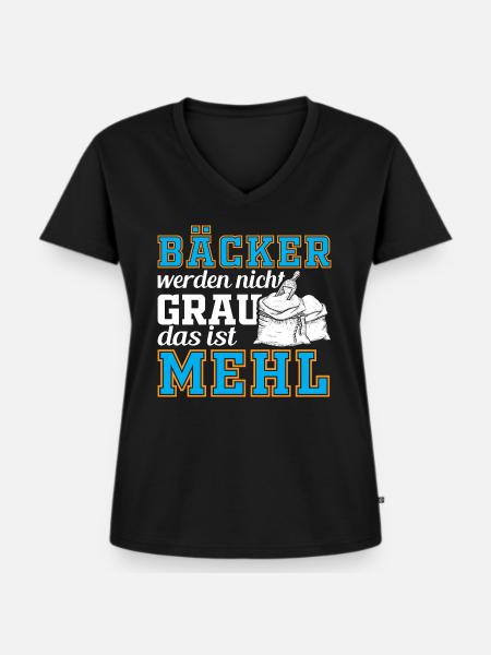 Bäcker Backen Mehl Teig - Frauen Premium Bio T-Shirt mit V-Ausschnitt - Schwarz