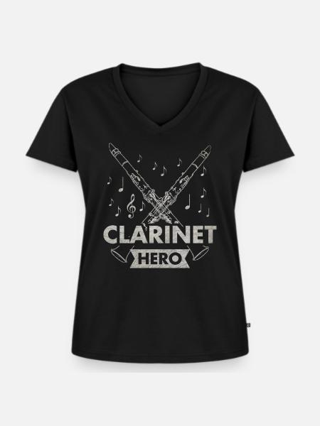 Klarinette - Frauen Premium Bio T-Shirt mit V-Ausschnitt - Schwarz