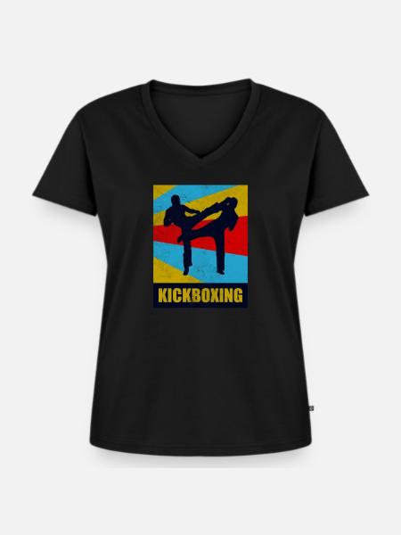 Kickboxing - Frauen Premium Bio T-Shirt mit V-Ausschnitt - Schwarz