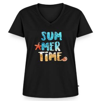 vacation - Women's Premium Organic V-neck T-shirt - black - Front - AI Model Female 172 light (172cm)