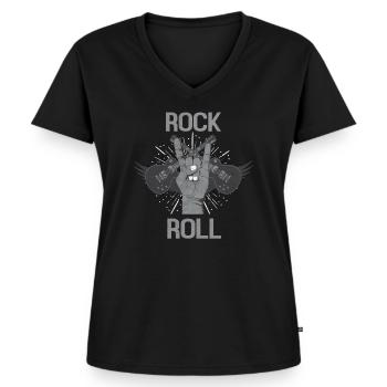 Rock 'n' Roll - Maglietta ecologica premium da donna con scollo a V - nero - Fronte - AI Model Female 172 light (172cm)