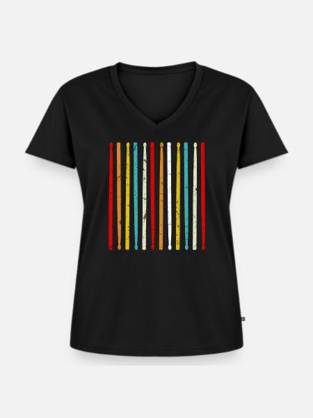 Drumsticks - Frauen Premium Bio T-Shirt mit V-Ausschnitt - Schwarz