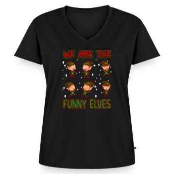 Elf niedliche Elfen Weihnachten Elfe - Frauen Premium Bio T-Shirt mit V-Ausschnitt - Schwarz - Vorne - AI Model Female 172 light (172cm)