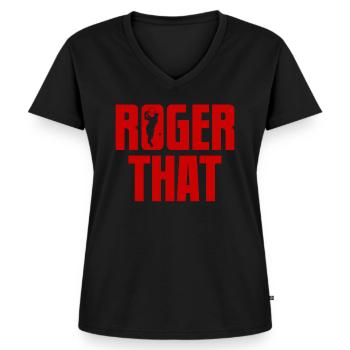 Tennis Tennis Speler Tennisracket Silhouet - Vrouwen Premium Bio T-shirt met V-hals - zwart - Voor - AI Model Female 172 light (172cm)