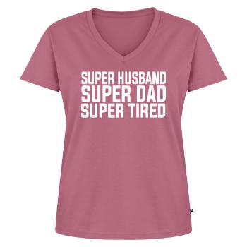 Super Dad - Frauen Premium Bio T-Shirt mit V-Ausschnitt - Mauve - Vorne - AI Model Female 172 dark (172cm)