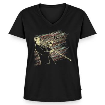 Musik Posaune - Frauen Premium Bio T-Shirt mit V-Ausschnitt - Schwarz - Vorne - AI Model Female 172 light (172cm)