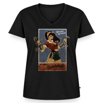 Wonder Woman Bombshells - Women's Premium Organic V-neck T-shirt - black - Front - AI Model Female 172 light (172cm)