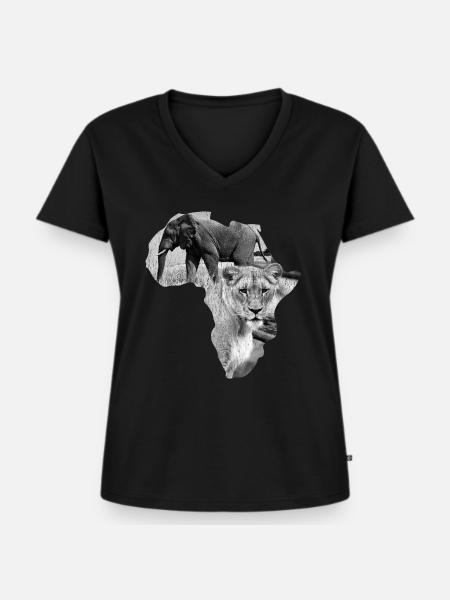 Africa - Frauen Premium Bio T-Shirt mit V-Ausschnitt - Schwarz