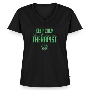 Therapeuten - Frauen Premium Bio T-Shirt mit V-Ausschnitt - Schwarz - Vorne - AI Model Female 172 light (172cm)