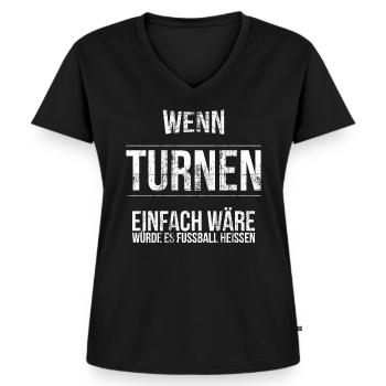 Turnen,Turner,Turnverein,Sport,Kunstturnen,Gerätet - Frauen Premium Bio T-Shirt mit V-Ausschnitt - Schwarz - Vorne - AI Model Female 172 light (172cm)