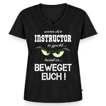Instructor T-Shirt & Hoodie für Trainer - Frauen Premium Bio T-Shirt mit V-Ausschnitt - Schwarz - Vorne - AI Model Female 172 light (172cm)