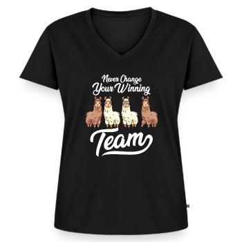Alpaca Alpaca Alpaca Alpaca Team - Women's Premium Organic V-neck T-shirt - black - Front - AI Model Female 172 light (172cm)