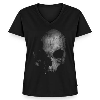 totenkopf - Frauen Premium Bio T-Shirt mit V-Ausschnitt - Schwarz - Vorne - AI Model Female 172 light (172cm)