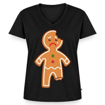 Lebkuchenmann Lebkuchen Mann Gingerbread Mi Mi Mi - Frauen Premium Bio T-Shirt mit V-Ausschnitt - Schwarz - Vorne - AI Model Female 172 light (172cm)