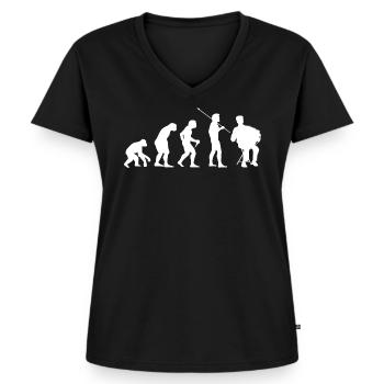 Akkordeon Evolution Ziehharmonika Akkordeonspieler - Frauen Premium Bio T-Shirt mit V-Ausschnitt - Schwarz - Vorne - AI Model Female 172 light (172cm)