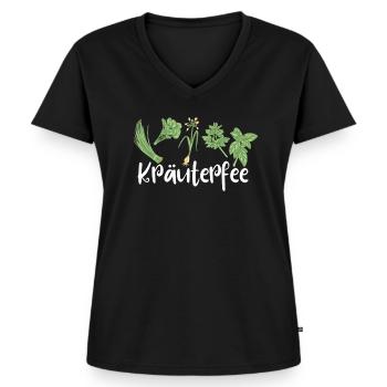 Damen Garten Chefin Gärtnerin Kräuter Hobbygärtner - Frauen Premium Bio T-Shirt mit V-Ausschnitt - Schwarz - Vorne - AI Model Female 172 light (172cm)